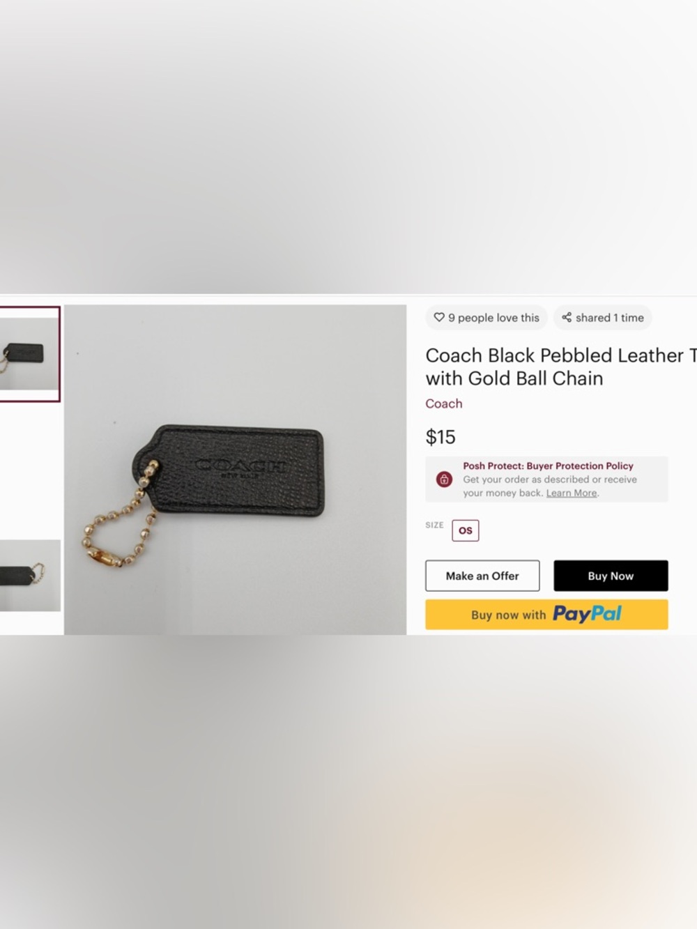 Coach Brown Embossed Leather Bag Tag - Picture 6 of 7